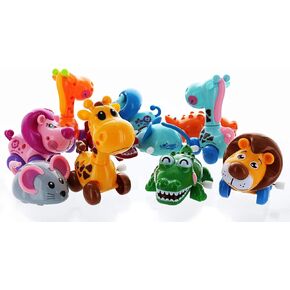 GIFTEXPRESS 12 Pieces 3" - 4" Assorted Zoo Animal Wind Up Toys for Kids Party Favors - Perfect Playing Size for age 3 – 10