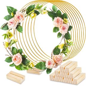 15 Pcs Floral Hoop Centerpiece for Table Metal Hoop Centerpiece with Stand Arch Round Centerpiece Table Decorations Flower Wreath Metal Rings for Crafts DIY Wedding Event Party Decor (Silver, 10 Inch)