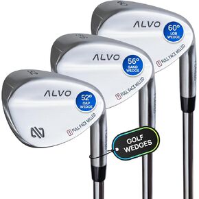 Premium Full Face Golf Wedges, Golf Wedge Set, 3 Wedges 52/56/60 Degree Wedge, Lob Wedge, Gap Wedge, Sand Wedge Golf Club for Men, Premium Grip, Right Hand