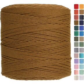 Macrame Cord 3mm x 875yards Natural Macrame Cotton Rope Colored Macrame Rope Soft Cotton Cord Macrame Supplies Craft Rope Macrame Yarn for Plant Hanger Wall Hanger Dreamcatcher(Beige)