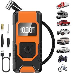 Tire Inflator Portable Air Compressor,150PSI Powerful Cordless Air Pump for Car Tires with Accurate Pressure LCD Display, 4X Faster Inflation Electric Pump Tire Pump for Car, Motorcycle, Bike, Ball