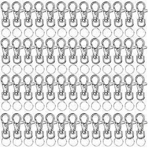 200 Pcs Keychain Hooks with Key Rings,1.38inch Metal Swivel Lobster Claw Clasps for DIY Crafts, Lanyard Making.(Claw Clasp 100pcs+Key Ring 100pcs)
