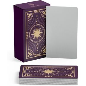 Create Your Own Oracle Cards - DIY Blank Tarot Cards - Deck of 80 Blank Oracle Cards with Celestial Gold Foil Design - Standard Tarot Card Size 4.75 inches x 2.75 inches (Purple)
