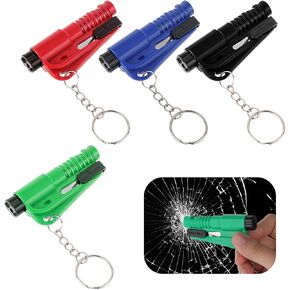 Molain 4 Pcs Car Window Breaker Tool Keychain,3 in 1 Glass Breaker and Seatbelt Cutter & Survival Whistle, Emergency Keychain Car Escape Tool Applicable to All Cars, Car Accessories