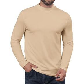 Uni Clau Mens Mock Turtleneck T Shirt Long Sleeve Pullover Casual Thermal Underwear Tops Slim Fit Soft Muscle