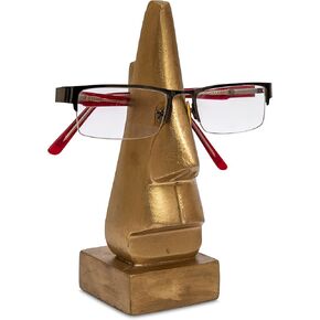 Golden Hand Carved Rosewood Nose-Shaped Eyeglass Spectacle/Eyewear Holder