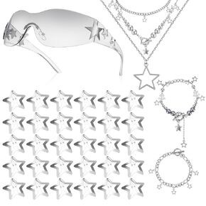 30 Pcs Star Hair Clip Y2K Accessories Silver Hair Clips, Silver Star Hair Clips, Star Clips Snap Hair Clips, Y2K Star Shape Hair Clips
