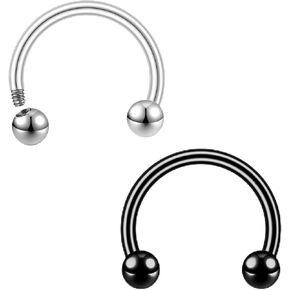 2Pcs Horseshoe Earrings Circular Barbell F136 Titanium Septum Ring Gauge Earrings Lip Rings Prince Jewelry Internally Threaded Horseshoe Hoop Piercings 16G 14G