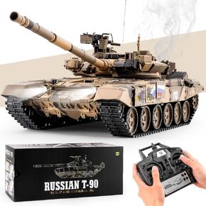 دبابة قتال رئيسية روسية T-90 من RC، 1/16 2.4 جيجا هرتز نموذج مركبات دبابات التحكم عن بعد مع الصوت والضوء للأعمار من 14 عامًا فما فوق