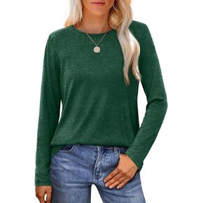 WIHOLL Womens Long Sleeve T Shirts 2024 Boat Neck Casual Basic Tshirt Fall Tops Fitted Ladies Blouses in Kuwait