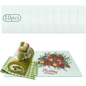 10 Pack Sublimation Glass Cutting Boards Blank Sublimation Tempered Glass Cutting Boards Anti Slip Cutting Board DIY for Heat Press Machine(11 x 8 Inch)