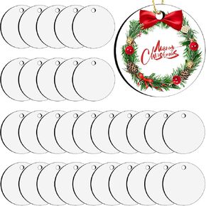 Sublimation Ornament Blanks, 30Pcs Sublimation Blanks Bulk, Sublimation Blanks for Christmas Tree Décor, DIY Christmas Ornaments for Crafts (2.76 inches)