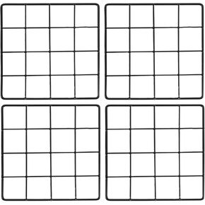 PATIKIL 20x12 Inch Wall Grid Panel, 4 Pcs Metal Wire Photo Wall Decorative Grid for Photo Display Hanging Picture Memo Home Decorations, Black