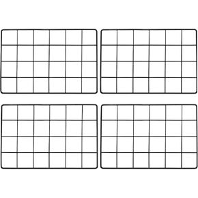 PATIKIL 20x12 Inch Wall Grid Panel, 4 Pcs Metal Wire Photo Wall Decorative Grid for Photo Display Hanging Picture Memo Home Decorations, Black