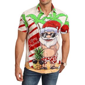 Aiyino Christmas Hawaiian Shirt Festive Holiday Design Perfect for Parties Vacations and Gifts