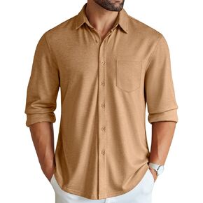 COOFANDY Men's Wrinkle Free Shirt Casual Button Down Long Sleeve Dress Shirts in Kuwait