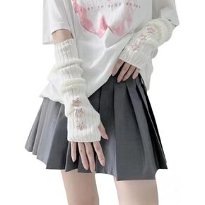 POHADON Arm Warmers Y2k Fingerless Gloves for Women Girls Cute Fall Winter Arm Sleeves Grunge Accessories Harajuku fashion
