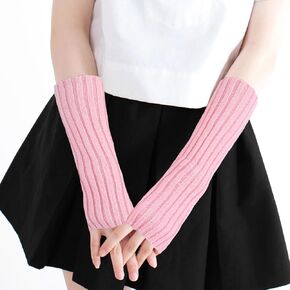 Arm Warmers Kawaii Japanese Harajuku Fingerless Gloves Y2K Accessories Knit Thumb Hole Winter Arm Sleeves For Women