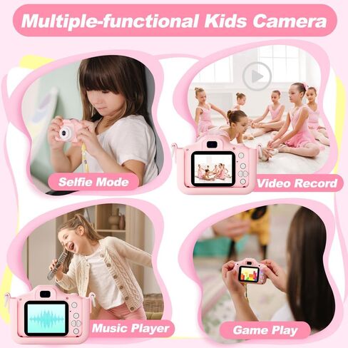 Kids Camera for Boys & Girls, 1080P HD 2.0 Inch Screen Kids Digital Camera with 32GB Card, Birthday Christmas Children Toys Gifts Selfie Toddlers Camera for Kids Age 3-12 Years Old in Saudi Arabia
