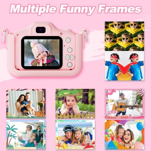 Kids Camera for Boys & Girls, 1080P HD 2.0 Inch Screen Kids Digital Camera with 32GB Card, Birthday Christmas Children Toys Gifts Selfie Toddlers Camera for Kids Age 3-12 Years Old in Saudi Arabia
