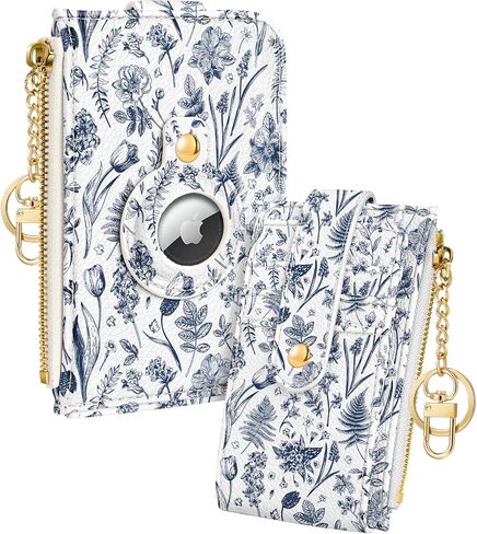 Cute Card Wallet Women with AirTag Holder - Sun Moon Small Wallets with Keychain RFID Credit Cardholder Air Tag Aesthetic Fashion Design Coin Purse for Female Ladies Teen Girls in Saudi Arabia