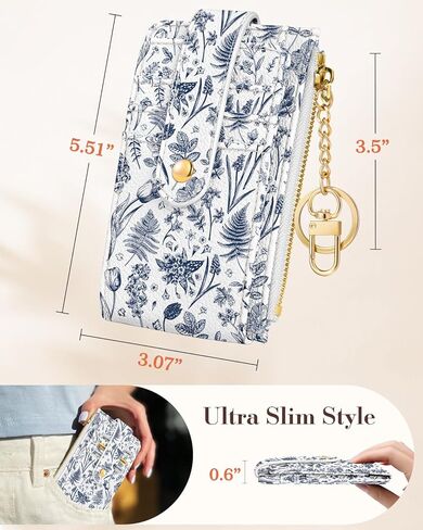 Cute Card Wallet Women with AirTag Holder - Sun Moon Small Wallets with Keychain RFID Credit Cardholder Air Tag Aesthetic Fashion Design Coin Purse for Female Ladies Teen Girls in Saudi Arabia