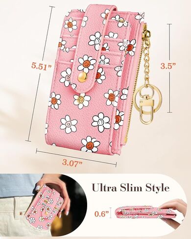 Cute Card Wallet Women with AirTag Holder - Sun Moon Small Wallets with Keychain RFID Credit Cardholder Air Tag Aesthetic Fashion Design Coin Purse for Female Ladies Teen Girls in Saudi Arabia