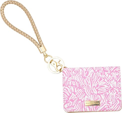 Lilly Pulitzer Snap ID Card Case, Cute Pink Keychain Wallet, Slim Credit Card Holder with Wristlet Strap, Conch Shell Pink Zee Bebe in Saudi Arabia