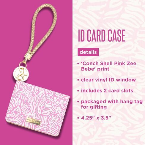 Lilly Pulitzer Snap ID Card Case, Cute Pink Keychain Wallet, Slim Credit Card Holder with Wristlet Strap, Conch Shell Pink Zee Bebe in Saudi Arabia