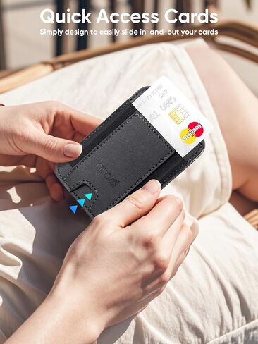 Miroddi Credit Card Holder, Premium Leather Small Wallet for Women, RFID Blocking Slim Card Wallet for Women Men, Minimalist Business Credit Card Wallet with Money Pocket, Holds Up to 14 Cards, Black in Saudi Arabia