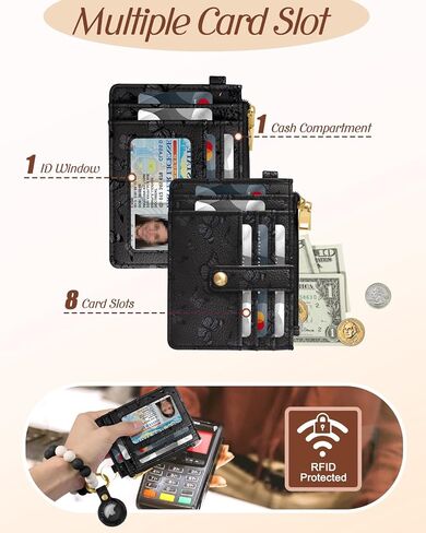 محفظة على شكل سلسلة مفاتيح للنساء مع حامل AirTag - محافظ لطيفة لحمل بطاقات الائتمان وحامل بطاقات RFID صغيرة الحجم in Kuwait