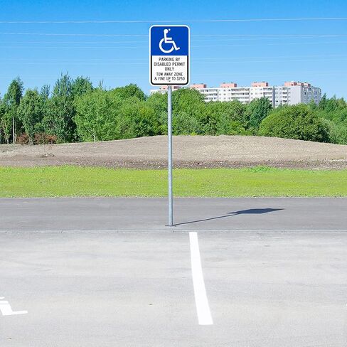 أساسيات SmartSign مقاس 18 × 12 بوصة "وقوف السيارات حسب تصريح المعاقين، منطقة السحب بعيدًا" لافتة وقوف السيارات للمعاقين، مركب ألومنيوم 120 مل (ACM)، مادة عاكسة من الدرجة الهندسية، أزرق/أسود على أبيض in Kuwait