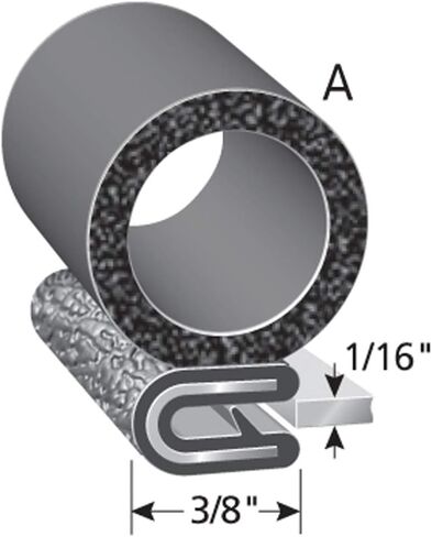 Trim-Lok Trim Seal with Side Bulb – Fits 1/16" Edge, 5/8" Bulb Seal Diameter, 25’ Length – PVC Plastic Trim with EPDM Rubber Seal, Easy to Install for Cars, Boats, RVs, Trucks, and Home Applications in Saudi Arabia