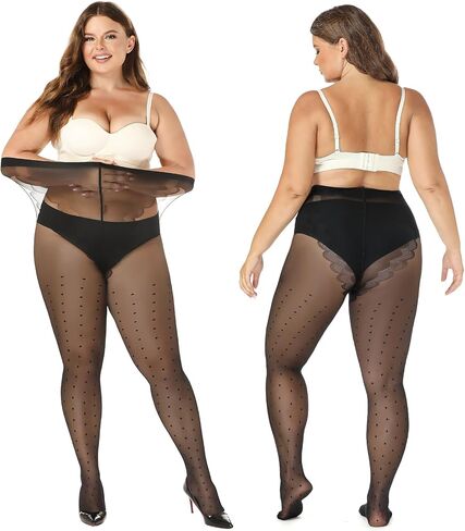 MANZI Plus Size Sheer Pantyhose for Women Polka Dot Tights Black Patterned Tights 20D Sexy Stockings in Kuwait