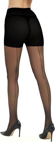 Citystl 2 Pairs Backseam Black Tights for women - 20D Sheer Tights - Control Top Pantyhose with Reinforced Toes in Kuwait