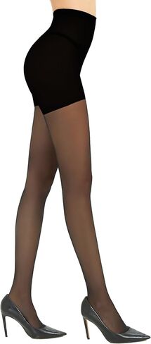 Citystl 2 Pairs Backseam Black Tights for women - 20D Sheer Tights - Control Top Pantyhose with Reinforced Toes in Kuwait
