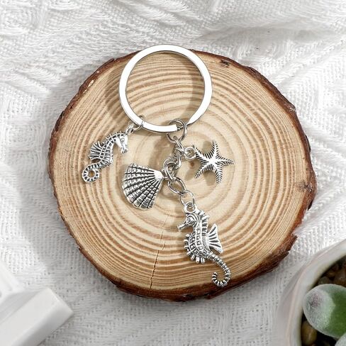 Seahorse Keychain,Personalised Keyring,Keyrings for Women,Friend Birthday Gifts,Seaside Travel Keychain,Retirement Gifts for Women,Keychain rings,Keychain Cute,Personalised Gifts in Kuwait