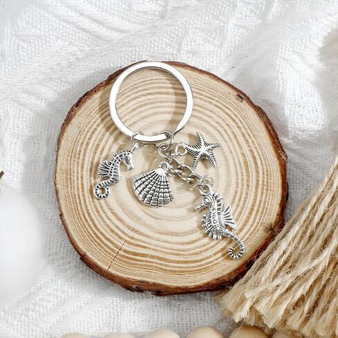 Seahorse Keychain,Personalised Keyring,Keyrings for Women,Friend Birthday Gifts,Seaside Travel Keychain,Retirement Gifts for Women,Keychain rings,Keychain Cute,Personalised Gifts in Kuwait