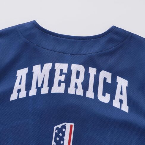 4th Of July Boys American Flag Button Up Baseball Jersey Shirt Shorts Set for 2-14 Years Kids Independence Day Outfit in Saudi Arabia