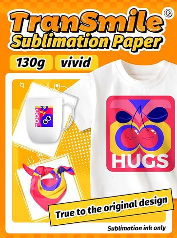 TranSmile sublimation paper (8.5 * 11",30 sheets) 130g sublimation transfer paper for light fabrics compatible with inkjet printers and sublimation ink for tumblers, ceramic mug, polyester t shirts in Kuwait