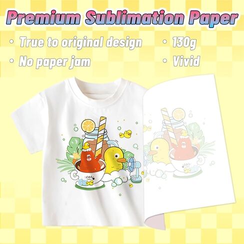 TranSmile sublimation paper (8.5 * 11",30 sheets) 130g sublimation transfer paper for light fabrics compatible with inkjet printers and sublimation ink for tumblers, ceramic mug, polyester t shirts in Kuwait