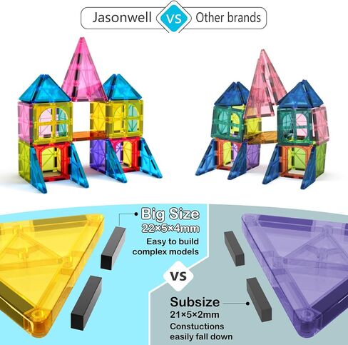 Jasonwell 110PCS Magnetic Tiles Building Blocks Set for Boys Girls Preschool Educational Magnet Construction Kit Stacking STEM Toys Christmas Birthday Gifts for Kids Toddlers 3 4 5 6 7 8 9 + Year Old in Kuwait