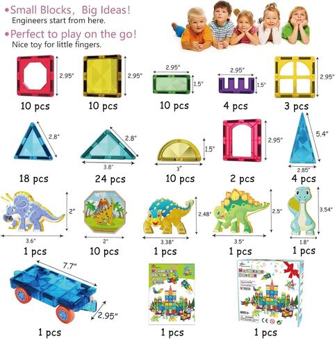 Jasonwell 110PCS Magnetic Tiles Building Blocks Set for Boys Girls Preschool Educational Magnet Construction Kit Stacking STEM Toys Christmas Birthday Gifts for Kids Toddlers 3 4 5 6 7 8 9 + Year Old in Kuwait