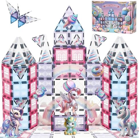 Unicorn Toys for Girls Age 4-6 - Unicorn Magnetic Tiles Frozen Toys for Girls Age 4-7 - 3 Year Old Girl Gifts 5 Year Old Girl Gift 4 Year Old Girl Birthday Gifts Magnet Building Blocks Age 3 4 5 6 7 8 in Saudi Arabia
