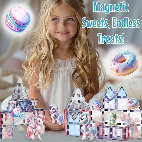 Unicorn Toys for Girls Age 4-6 - Unicorn Magnetic Tiles Frozen Toys for Girls Age 4-7 - 3 Year Old Girl Gifts 5 Year Old Girl Gift 4 Year Old Girl Birthday Gifts Magnet Building Blocks Age 3 4 5 6 7 8 in Saudi Arabia