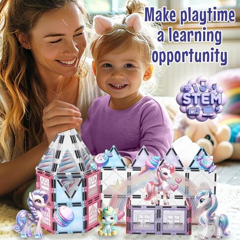 Unicorn Toys for Girls Age 4-6 - Unicorn Magnetic Tiles Frozen Toys for Girls Age 4-7 - 3 Year Old Girl Gifts 5 Year Old Girl Gift 4 Year Old Girl Birthday Gifts Magnet Building Blocks Age 3 4 5 6 7 8 in Saudi Arabia