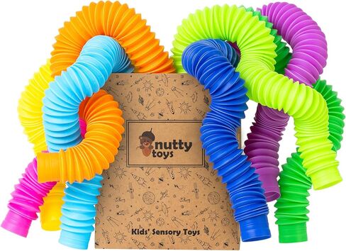 nutty toys Pop Tubes - Sensory Toys - Endless Creativity & Fun for Kids and Toddlers |8 Pack Large| - Connect & Pop! Top ADHD Autism Fidget 2025, Best Boy & Girl Easter Gift Idea in Saudi Arabia