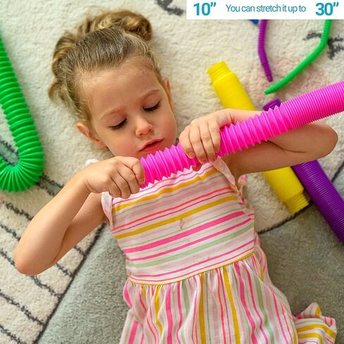 nutty toys Pop Tubes - Sensory Toys - Endless Creativity & Fun for Kids and Toddlers |8 Pack Large| - Connect & Pop! Top ADHD Autism Fidget 2025, Best Boy & Girl Easter Gift Idea in Saudi Arabia