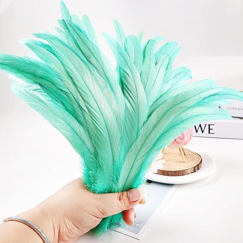 iHUFeather Natural Rooster Tail Feathers 50pcs 10-12inch Long Rooster Coque Tail Feathers Bulk for DIY Crafts Costume and Halloween Party Performances Decoration(Black) in Saudi Arabia