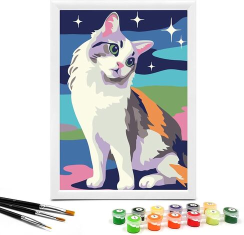 Nariolar Paint by Numbers for Kids Ages 4-8 with 7X9.5 inch Pre-Printed Cardboard,12 Acrylic Paint Pots and 3 Painting Brushes, Craft Gift Room Decor for Children,(Elegant Horse) in Saudi Arabia